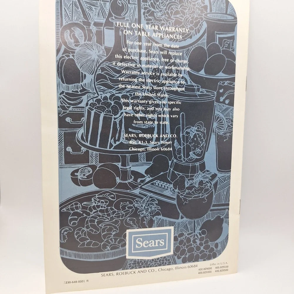 Sears Blender Instructions and Recipes Vintage Booklet Model 400.829500‎